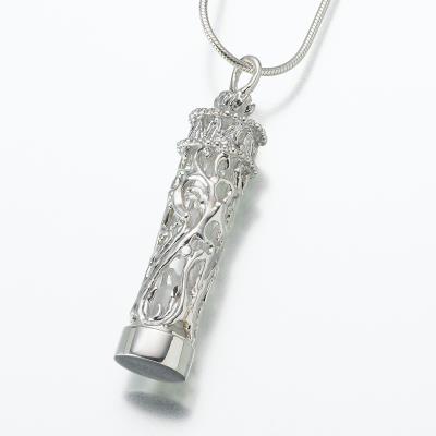 sterling silver filigree cylinder cremation pendant necklace